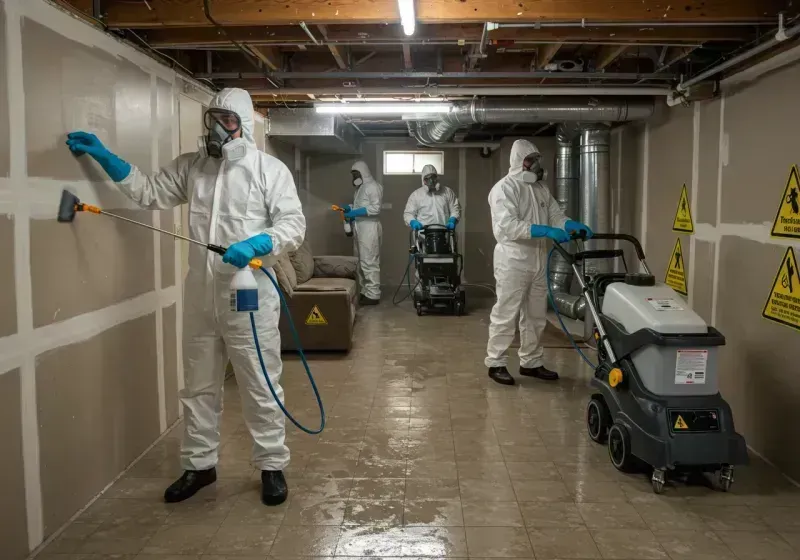 Basement Moisture Removal and Structural Drying process in Montville Center, CT